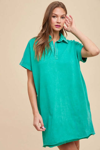 Annie Wear Mineral Washed Johnny Collar Short Sleeve Dress - 1985 the VAULT Boutique