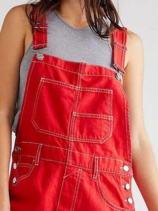 Wide Strap Square Neck Denim Overalls - 1985 the VAULT Boutique