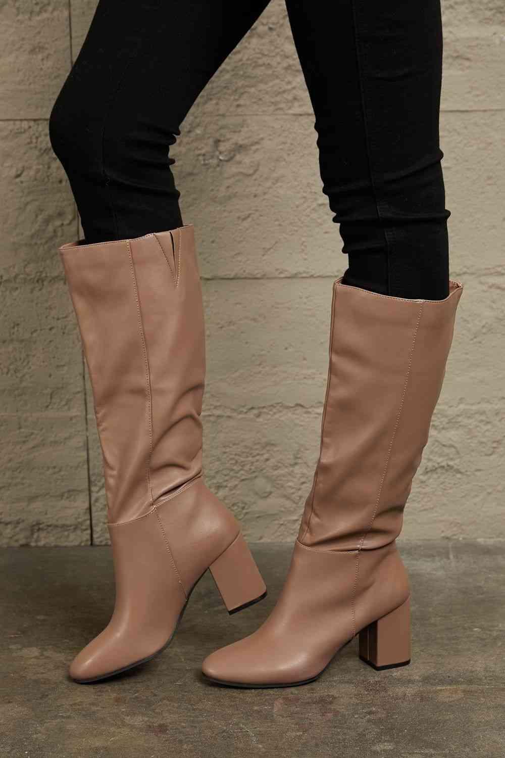 East Lion Corp Block Heel Knee High Boots - Happily Ever Atchison Shop Co.