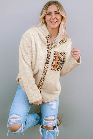 Leopard Snap Down Pocketed Collared Neck Jacket - 1985 the VAULT Boutique