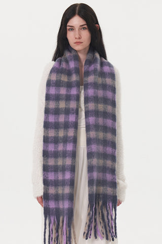 Fringe Plaid Polyester Scarf - 1985 the VAULT Boutique