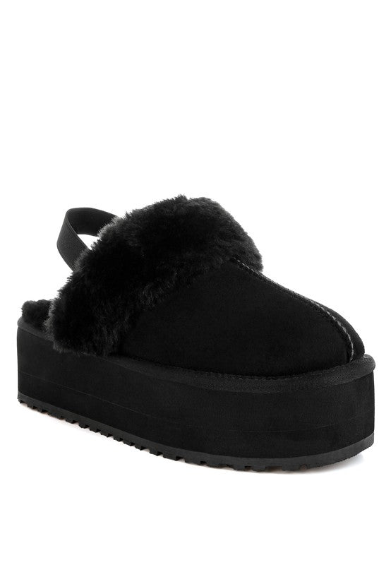 Kutchu Faux Fur Trim Platform Classic Slingback - 1985 the VAULT Boutique