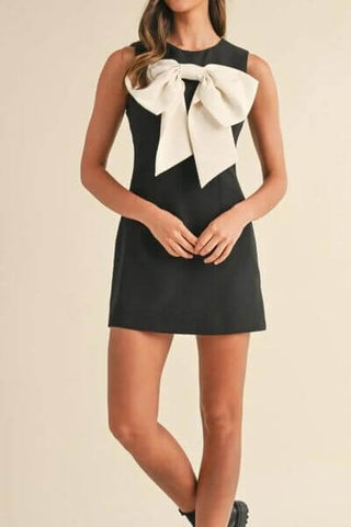 Bow Contrast Sleeveless Mini Dress - 1985 the VAULT Boutique