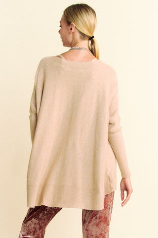 Davi & Dani Round Neck Dropped Shoulder Long Sleeve Knit Top - 1985 the VAULT Boutique