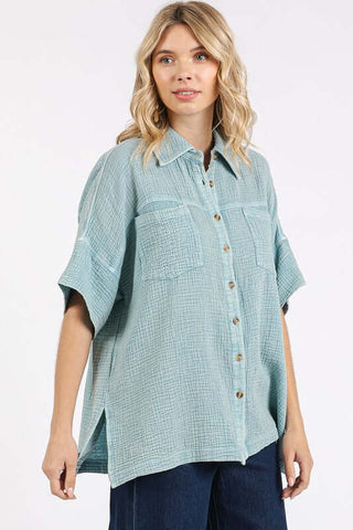 Mittoshop Mineral Wash Gauze Oversized Short Sleeve Shirt - 1985 the VAULT Boutique