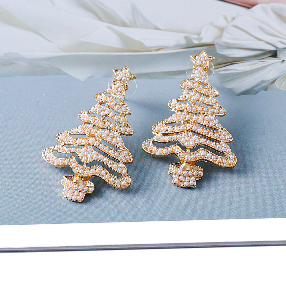 Rhinestone Alloy Christmas Tree Earrings - 1985 the VAULT Boutique