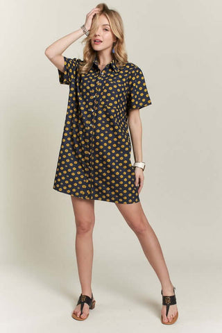 ADORA Floral Button-Up Mini Denim Dress - 1985 the VAULT Boutique