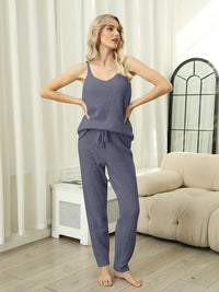 Fuzzy V-Neck Cami and Pants Lounge Set - 1985 the VAULT Boutique