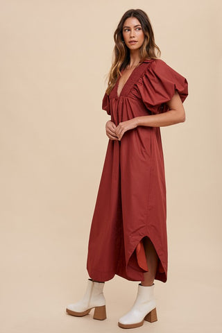 Annie Wear Smocked Puff Sleeve Midi Dress - 1985 the VAULT Boutique