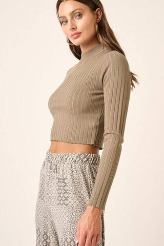 Mittoshop Mock Neck Long Sleeve Crop Knit Top - 1985 the VAULT Boutique