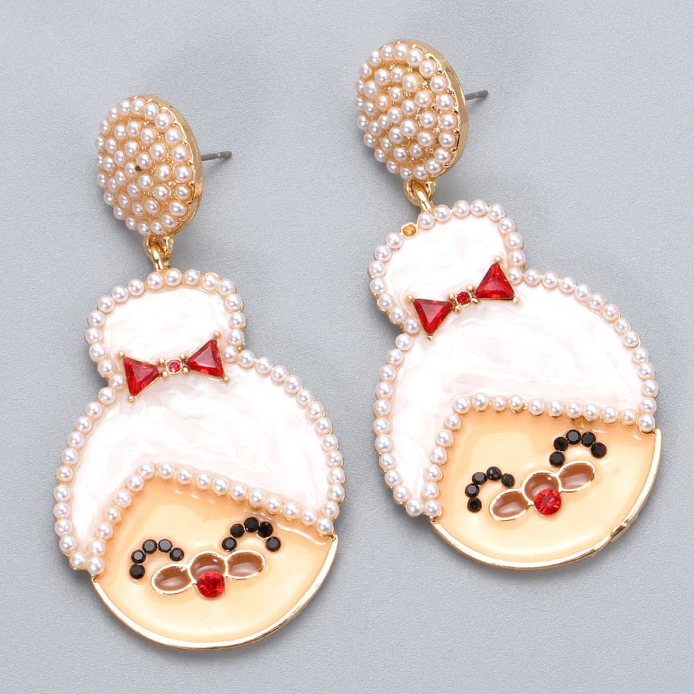 Rhinestone Alloy Mrs. Claus Earrings - 1985 the VAULT Boutique