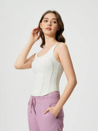 Millennia Round Neck Wide Strap Active Tank with Detachable Chest Pads - 1985 the VAULT Boutique