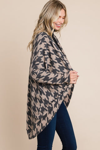 BOMBOM Houndstooth Open Front Cocoon Knit Cardigan - 1985 the VAULT Boutique