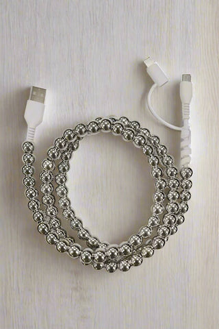 Silver Beaded Cord Phone Charger (Pre-Order Ships February 5th) - 1985 the VAULT Boutique