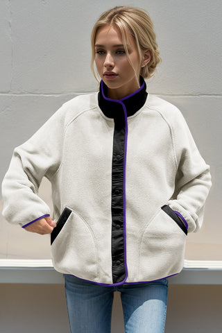 Double Take Snap Down Raglan Sleeve Jacket with Pockets - 1985 the VAULT Boutique