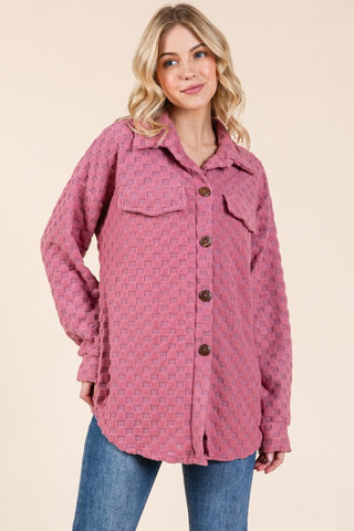 BOMBOM Checkered Button Down Dropped Shoulder Shacket - 1985 the VAULT Boutique