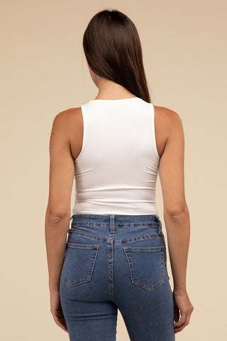 Basic Boat Neck Sleeveless Padded Bodysuit - 1985 the VAULT Boutique