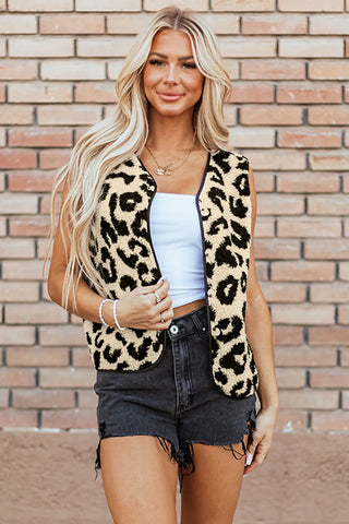 Leopard Button Up Vest Coat - 1985 the VAULT Boutique