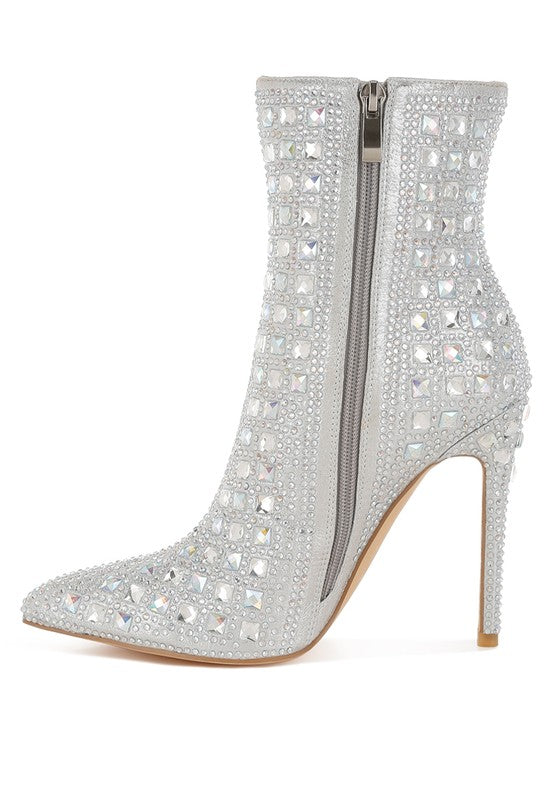 Frostin Pointed Toe Rhinestones Stiletto Boots - 1985 the VAULT Boutique