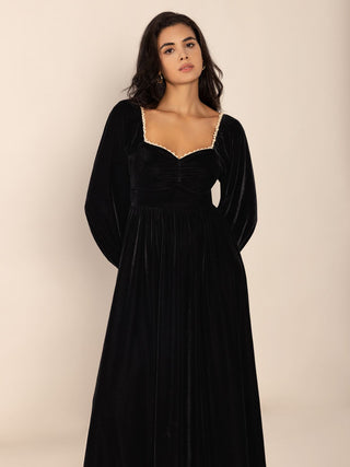 Sweetheart Neck Long Sleeve Midi Dress - 1985 the VAULT Boutique