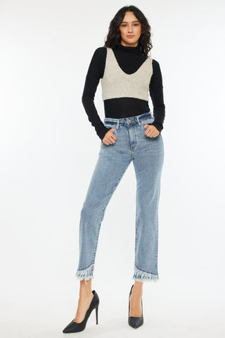 Kancan Raw Hem High Rise Straight Jeans - 1985 the VAULT Boutique