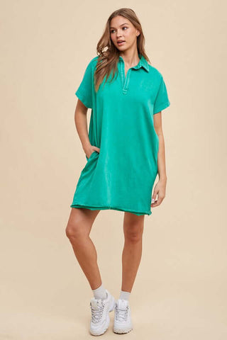 Annie Wear Mineral Washed Johnny Collar Short Sleeve Dress - 1985 the VAULT Boutique