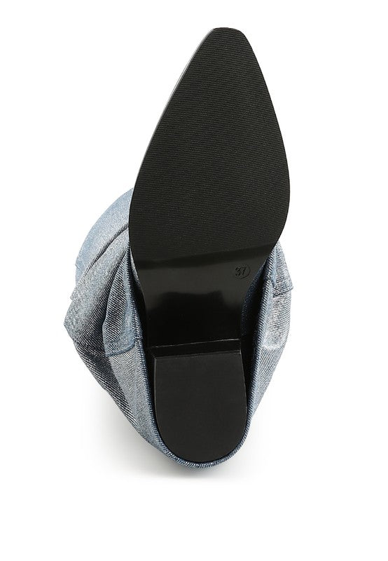 Capella Fold-Over Slouchy Denim Boot - 1985 the VAULT Boutique