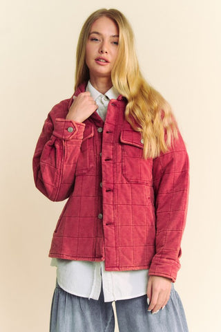 Davi & Dani Quilted Button Down Shacket with Chest Pockets - 1985 the VAULT Boutique