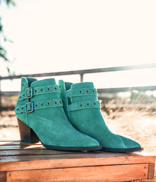 Elsa Leather Ankle Boot in Teal - 1985 the VAULT Boutique