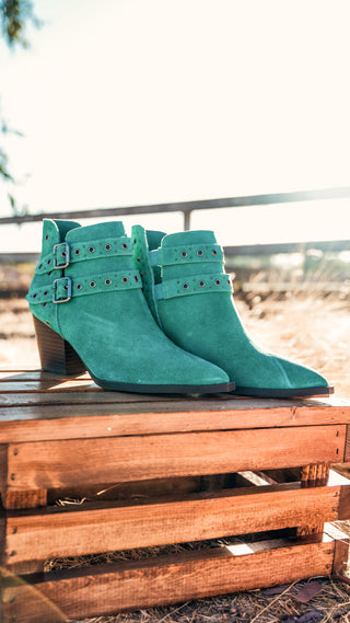 Elsa Leather Ankle Boot in Teal - 1985 the VAULT Boutique