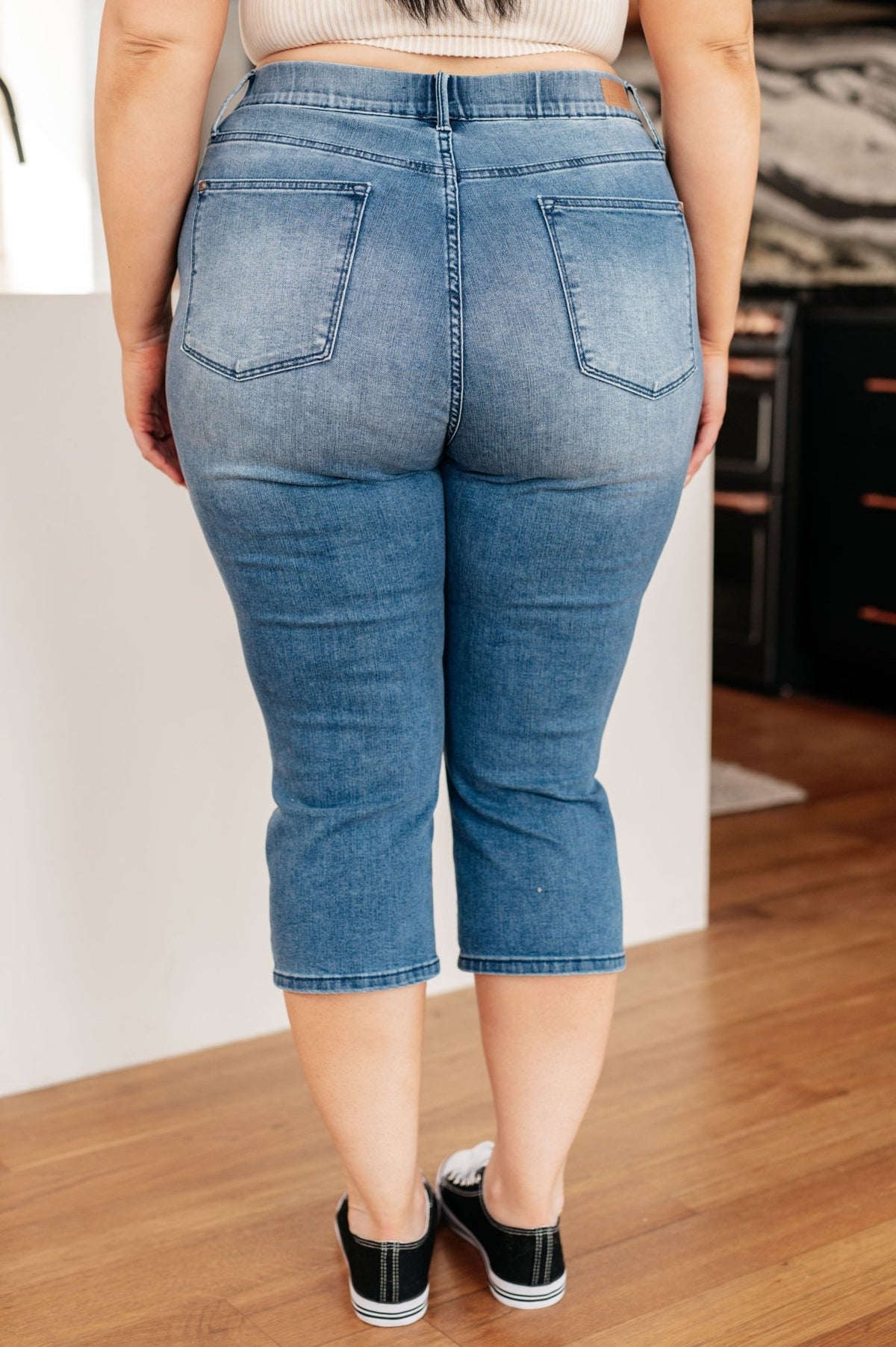 Emily High Rise Cool Denim Pull On Capri Jeans - Happily Ever Atchison Shop Co.