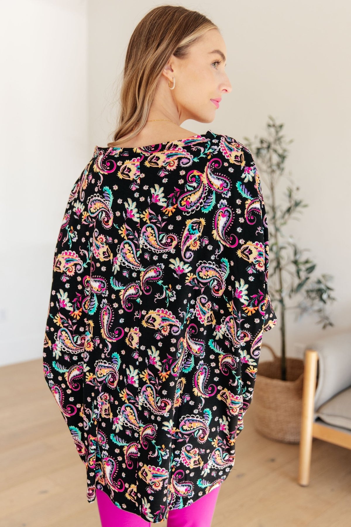 Essential Blouse in Black and Pink Paisley - Happily Ever Atchison Shop Co.