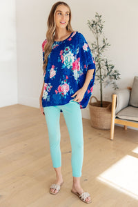 Essential Blouse in Royal and Pink Floral - Happily Ever Atchison Shop Co.