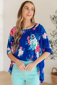 Essential Blouse in Royal and Pink Floral - Happily Ever Atchison Shop Co.