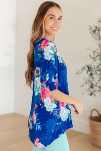 Essential Blouse in Royal and Pink Floral - Happily Ever Atchison Shop Co.