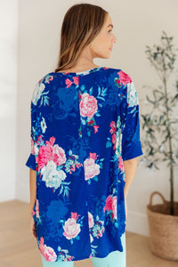 Essential Blouse in Royal and Pink Floral - Happily Ever Atchison Shop Co.