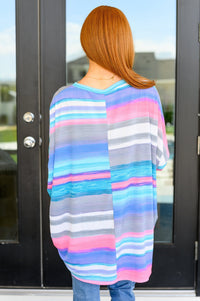 Essential Blouse in Teal and Grey Multi Stripe - Happily Ever Atchison Shop Co.