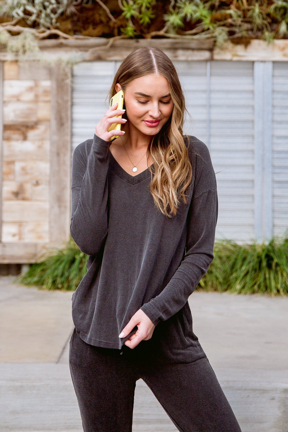 Essential Lounge Top In Black Lava - Happily Ever Atchison Shop Co.