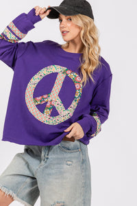 SAGE+FIG Peace Applique Patch Long Sleeve Top - 1985 the VAULT Boutique