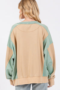 SAGE + FIG Color Block Round Neck Sweatshirt - 1985 the VAULT Boutique