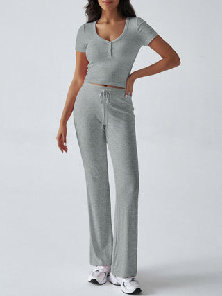 Devine Short Sleeve Top and Drawstring Pants Set - 1985 the VAULT Boutique