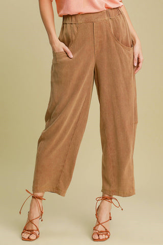 Umgee Elastic Waist Baggy Fit Pants with Pockets - 1985 the VAULT Boutique