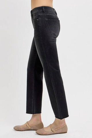 RISEN Tummy Control Mid Rise Crop Straight Jeans - 1985 the VAULT Boutique