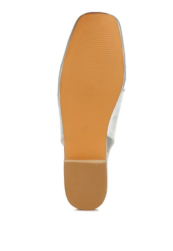 Berni Metallic Square Toe Flat Slingbacks - 1985 the VAULT Boutique