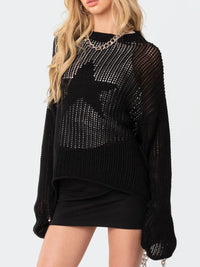 Star Round Neck Long Sleeve Knit Top - 1985 the VAULT Boutique