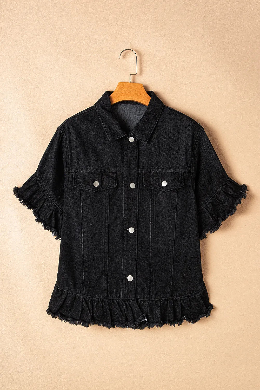 Raw Hem Button Up Denim Top - 1985 THE VAULT