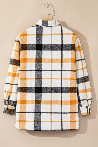 Plaid Snap Down Collared Neck Shacket - 1985 the VAULT Boutique