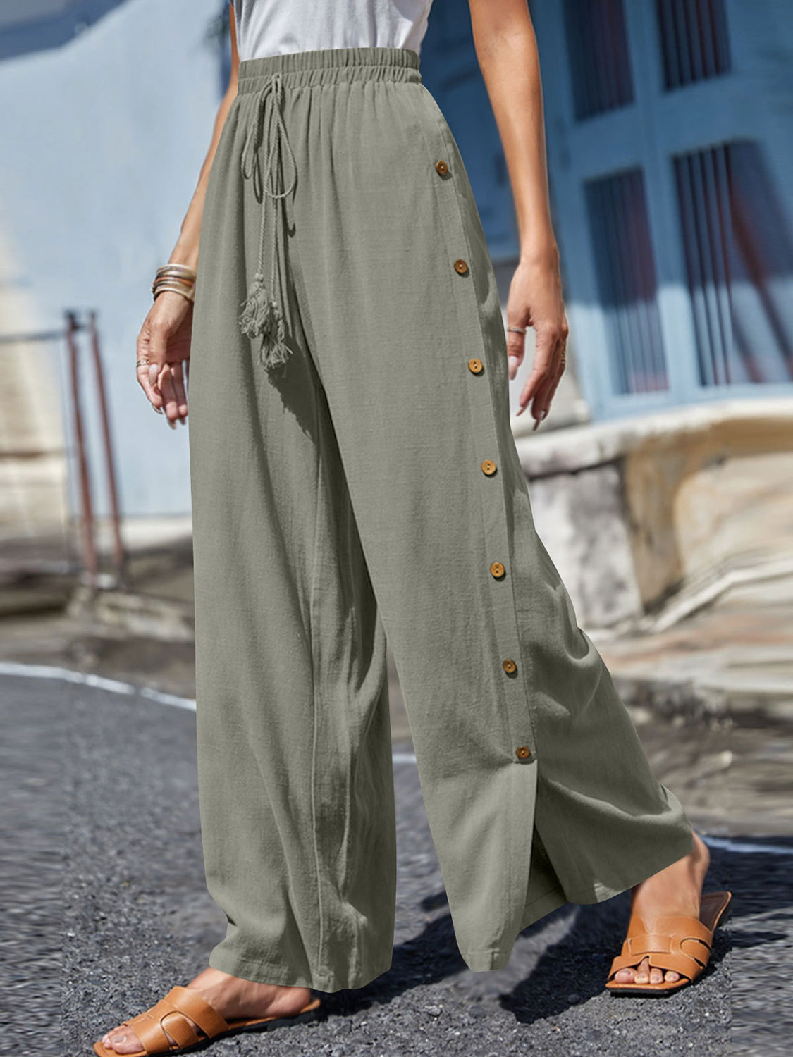 Full Size Tassel Wide Leg Pants - 1985 the VAULT Boutique