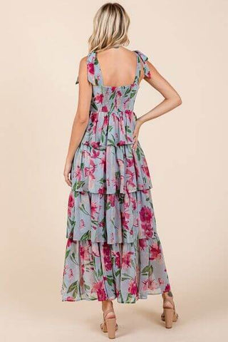 Mittoshop Layered Floral Sweetheart Neck Maxi Dress - 1985 the VAULT Boutique