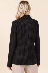 Mittoshop Plaid Texture Double-Breasted Long Sleeve Blazer - 1985 the VAULT Boutique